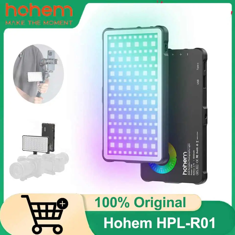 

Hohem HPL-R01 Фотоосвещение для стабилизатора подвеса iSteady M7 для смартфона, 2500–9000 К, 360° ° Power Bank RGB 4000 мАч