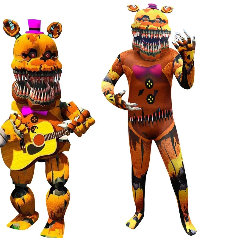 suwany 2023 Fnaf Freddyed, детский костюм супергероя Fredy для мальчиков и девочек, забавный вечерние карнавальный костюм на Хэллоуин, комбинезон, От 3 до 14 лет