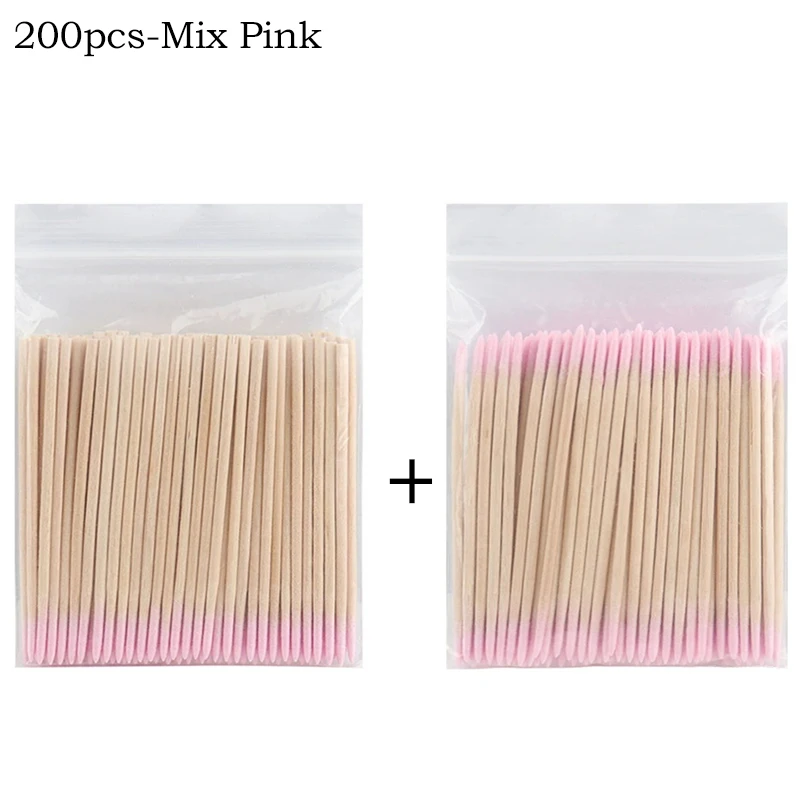 100/300/500Pcs Einweg Holz Baumwolle Tupfer Doppel Kopf Lippenstift Ohr Tupfer Wimpern Reinigung Baumwolle Knospen Maniküre schönheit Liefert