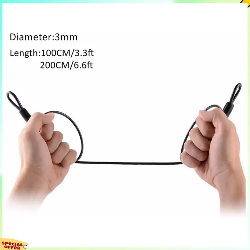 TURE 3 Pcs 100CM/3.3Ft Long Travel Security Cable Lock,Braided Steel Coated Safety Cable Luggage Lock,Safety Cable Wire Rope