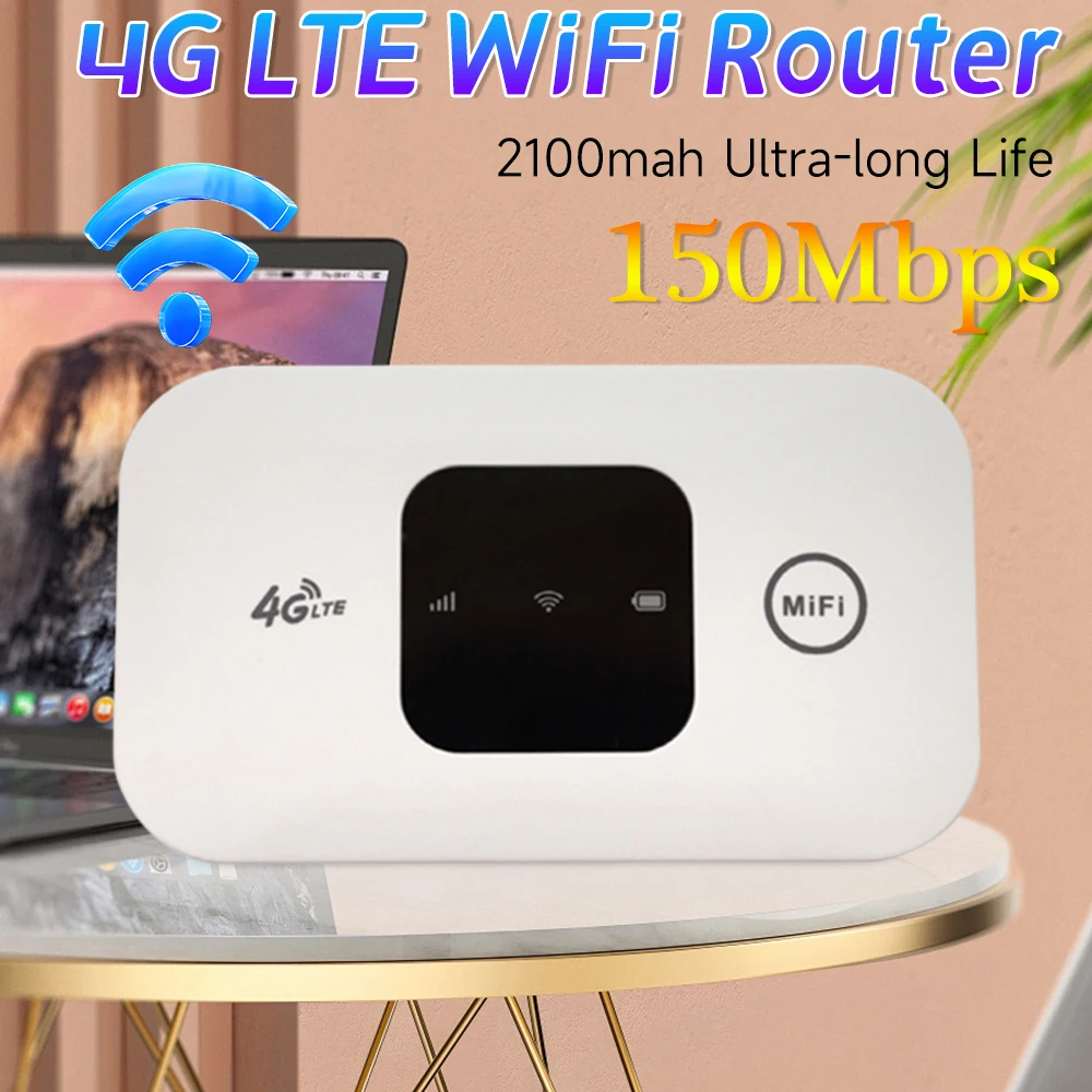 4G 모바일 와이파이 라우터 150Mbps 4G LTE 무선 라우터 2100mAh 휴대용 포켓 미피 모뎀 모바일 와이파이 핫스팟 심 카드 슬롯 포함