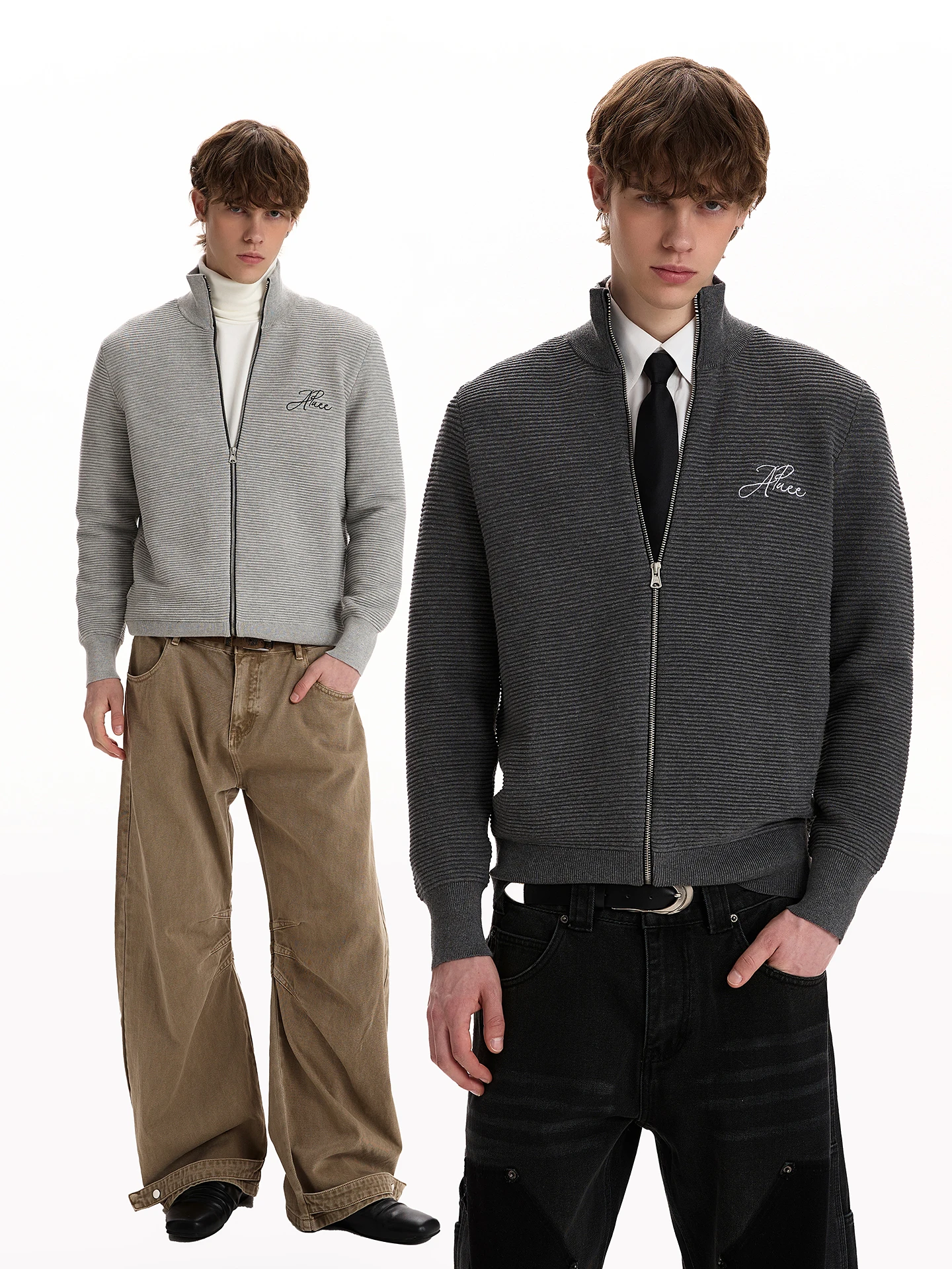 

Мужской вязаный свитер PUEE в стиле ретро, премиум-класса, повседневный, свободного кроя, на молнии, с длинными рукавами, универсальная верхняя одежда для многослойных образов