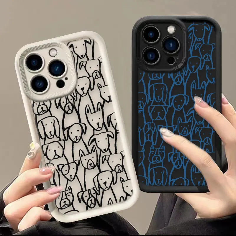 Cartoon Line Dog Phone Case For Samsung M23 M51 M54 NOTE 20 A07 A03 A11 M16 M15 A50 A70 A03S A04 A04E A05 A05S A06 A10 A12 Cover
