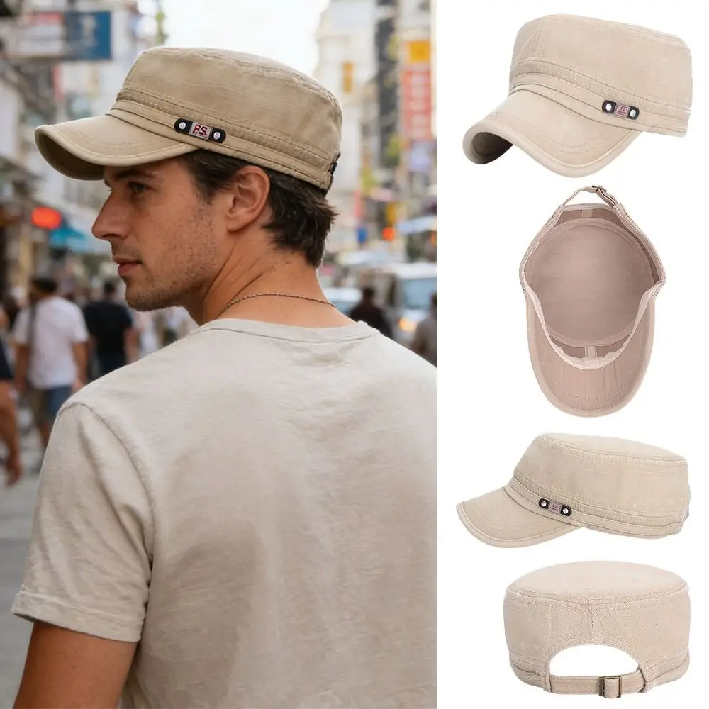 Fashion Anti-UV Fishing Hat Casual Cotton Baseball Cap Retro Outdoor Sunscreen Flat Top Hat Spring Summer