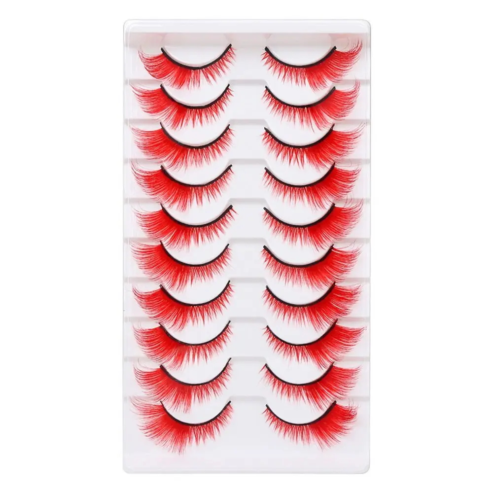 10 คู่สีขนตาปลอม Eyelash EXTENSION ม้วน CAT EYE ขนตาหนาหนาขนตา 3D Mink Lashes