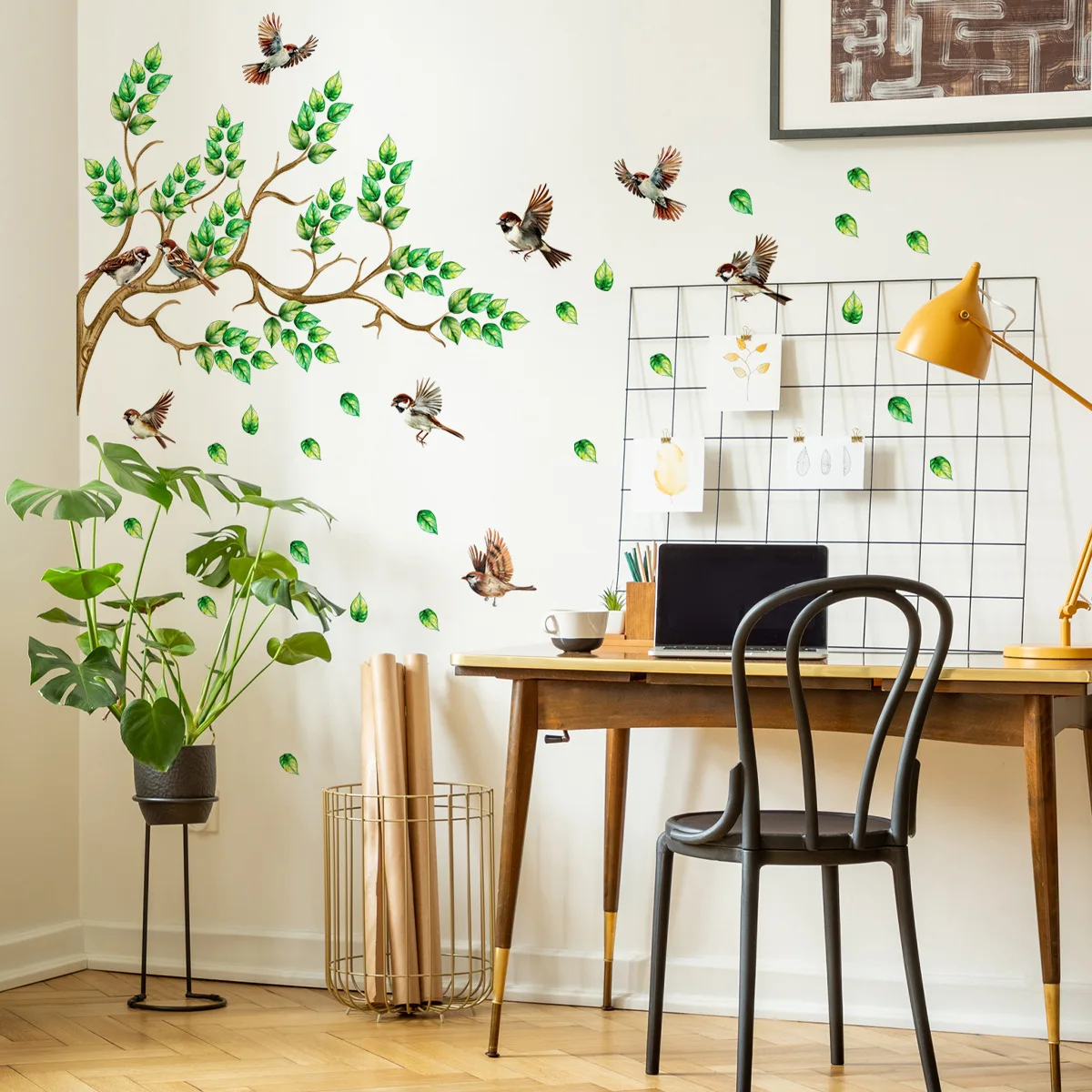 

New Green Plant Flower Wall Sticker Background Wall Home Decoration Wall Sticker Self-adhesive