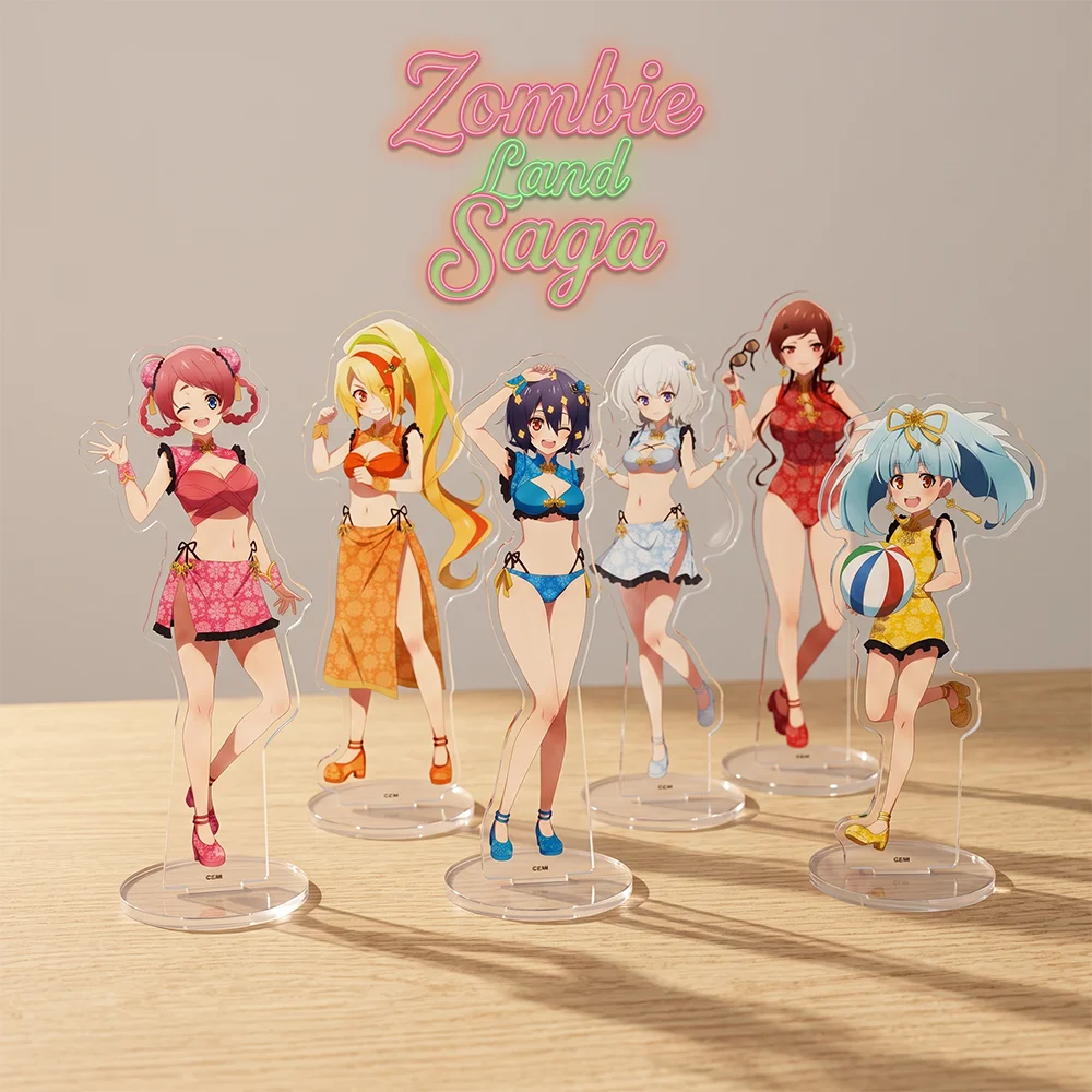 Zombie Land Saga Sakura Saki Cheongsam Swimsuit Ver 10&15CM Acrylic Stand Keychain 2026 New Anime Stand Desk Decor Collection