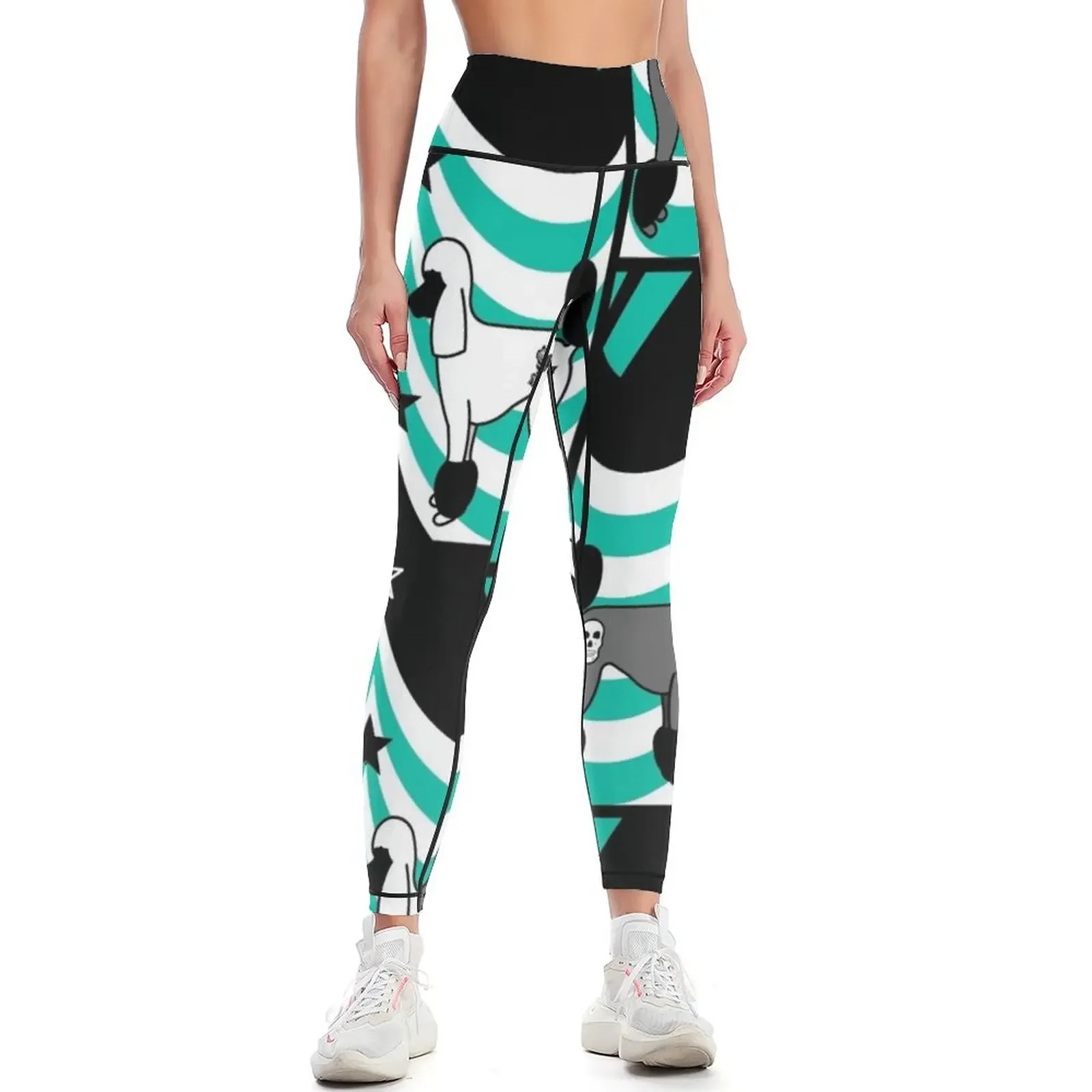 

White and Grey Entertaining Circus Poodles Leggings sports woman gym Women's push up Women's trousers Golf wear Womens Leggings