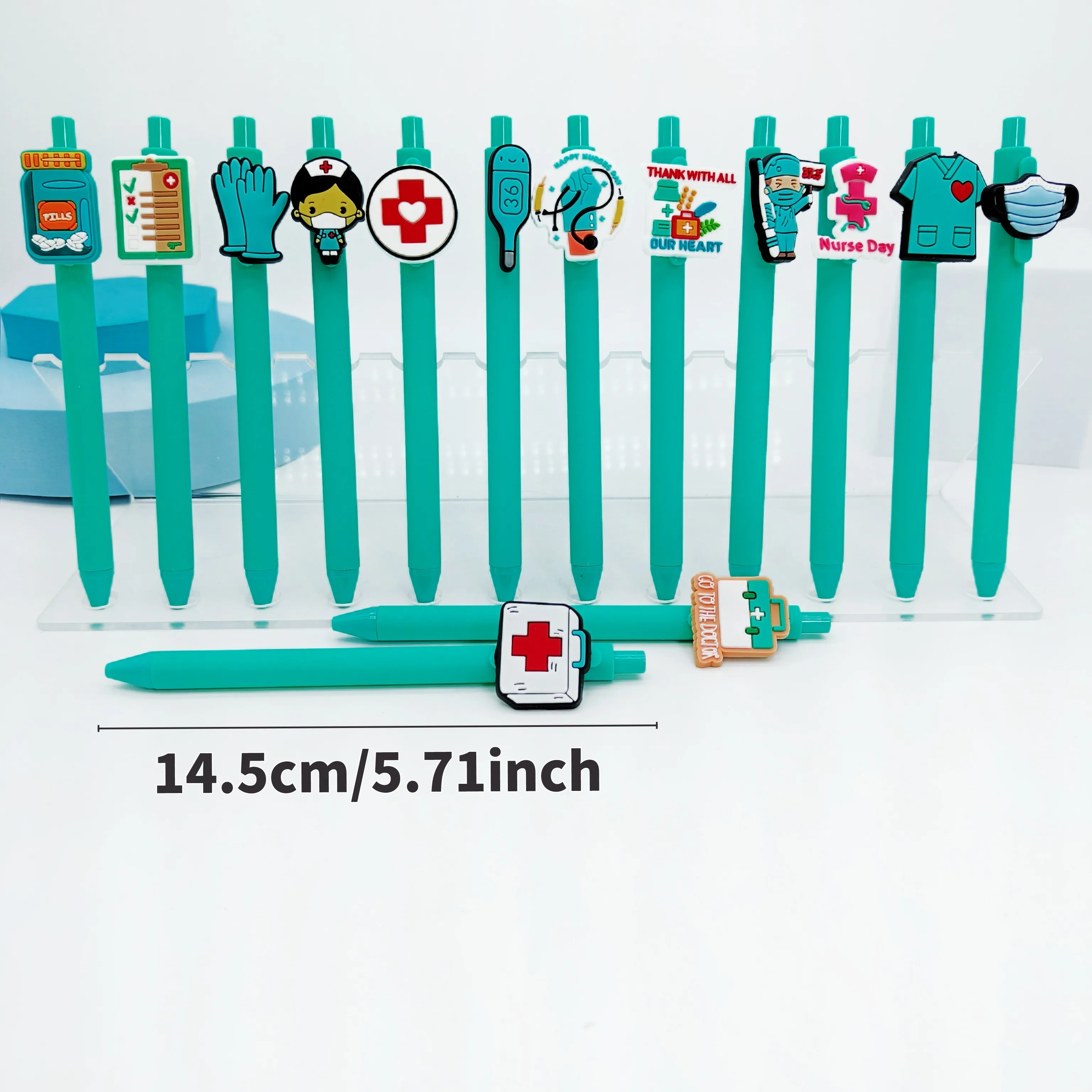 10 قطعة/15 قطعة سلسلة الأزرق الأخضر قلم حبر جاف سلسلة طبية ممرضة هدية القلم الطبيب الطبي الكتابة القرطاسية #2