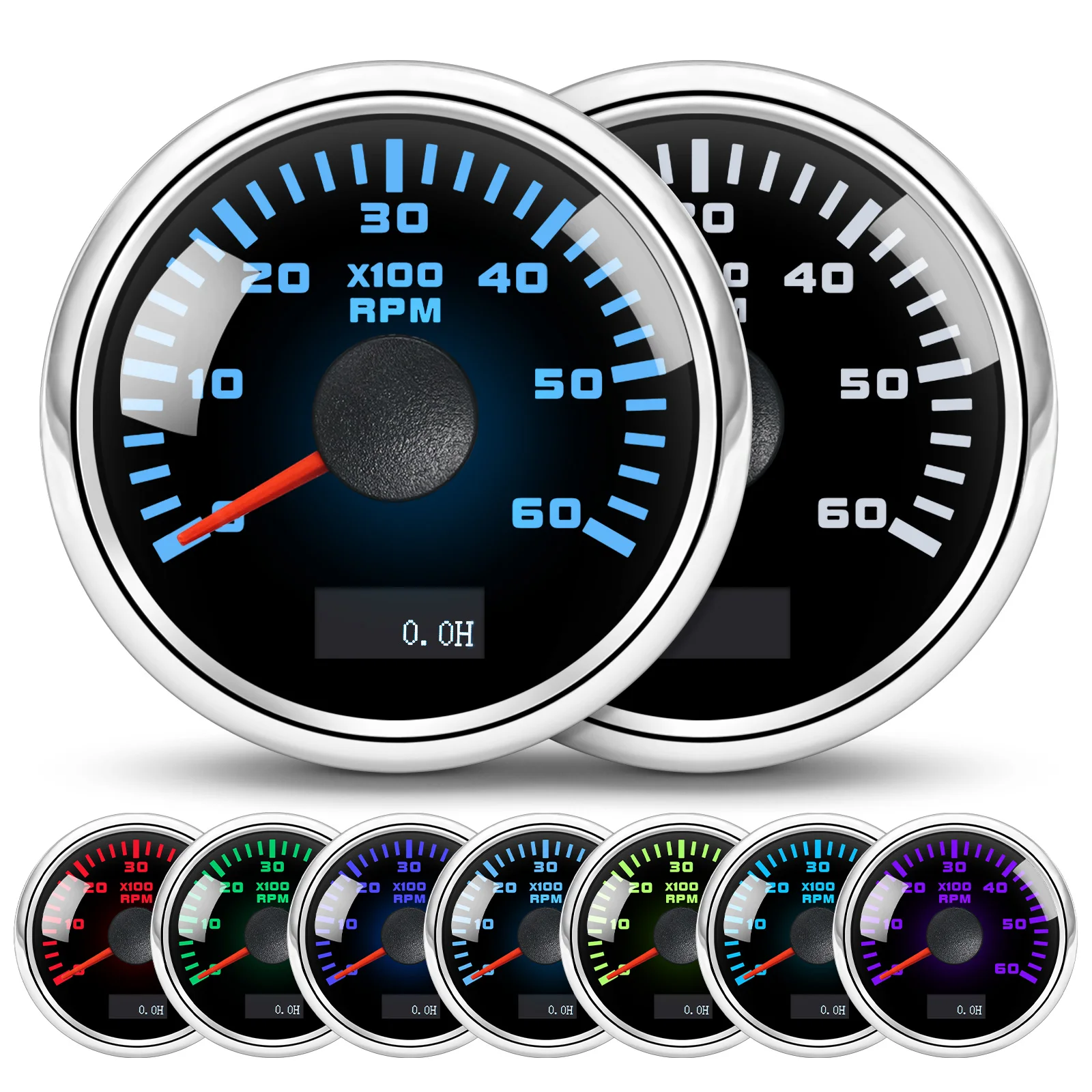 3000/4000/6000/7000/8000 U/min 52mm Drehzahlmesser Tacho-Anzeige mit 7-Farben-Hintergrundbeleuchtung Drehzahlsensor für Benzin- und Diesel-Fahrzeuge sowie Boote – Detail 8