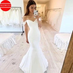 Off The Shoulder Soft Satin Mermaid Wedding Dresses For Women 2023 Bride Gown Vestido De Novia Simple Suknia Ślubna Robe Mariage