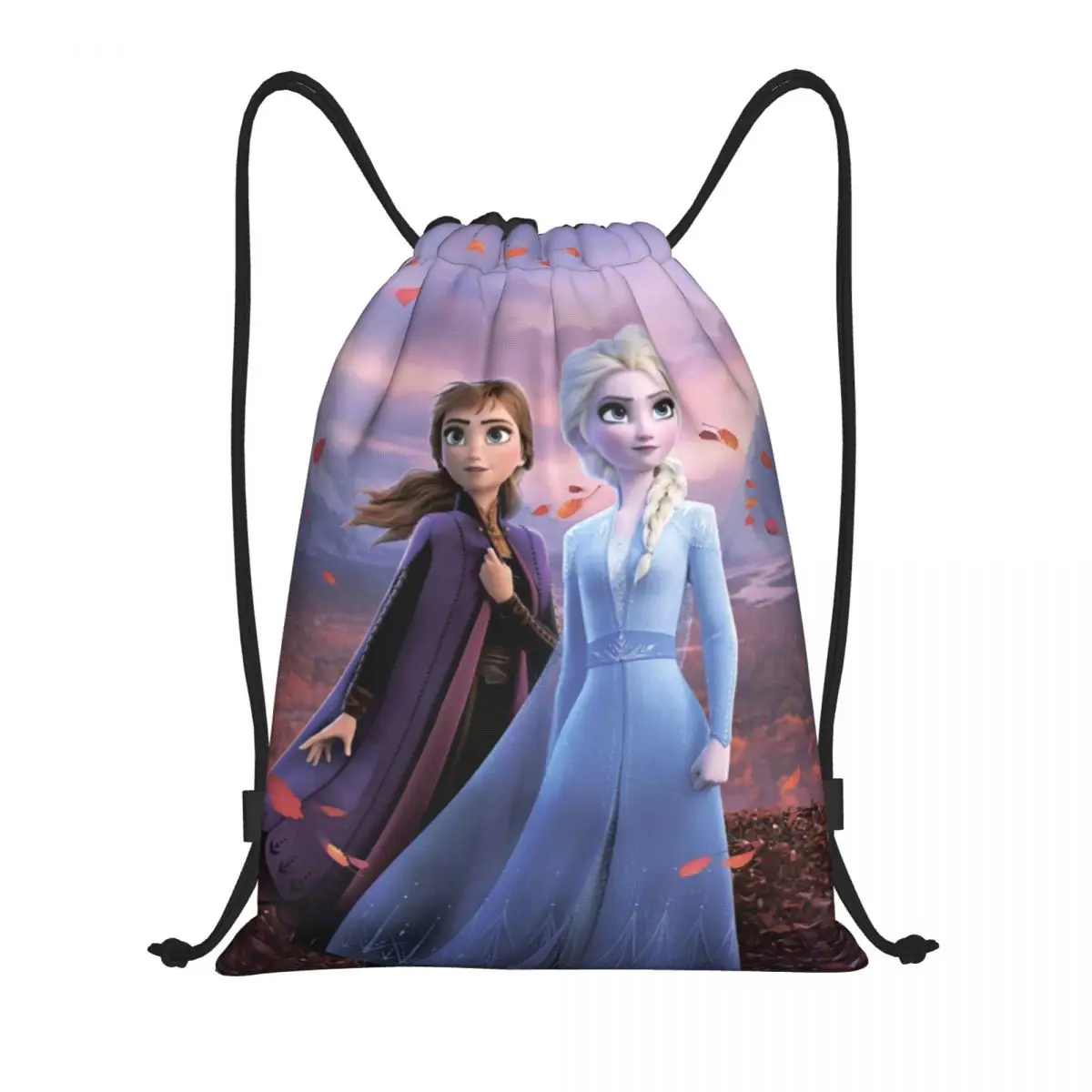 

Custom Frozen Princess Elsa Anna Drawstring Backpack Sports Gym Bag for Women Men Anime Shopping Sackpack