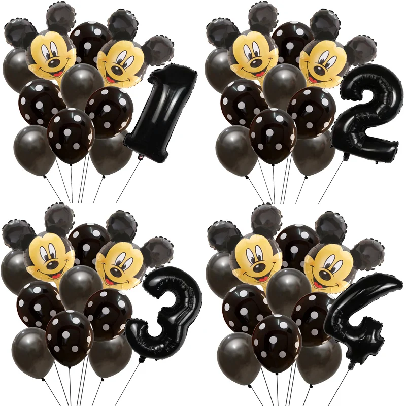 11Pcs Mickey Mouse Party Balloon Mickey Balloon Baby Shower Birthday One Year Old Party Decoration Children's Classic Toy Balloo