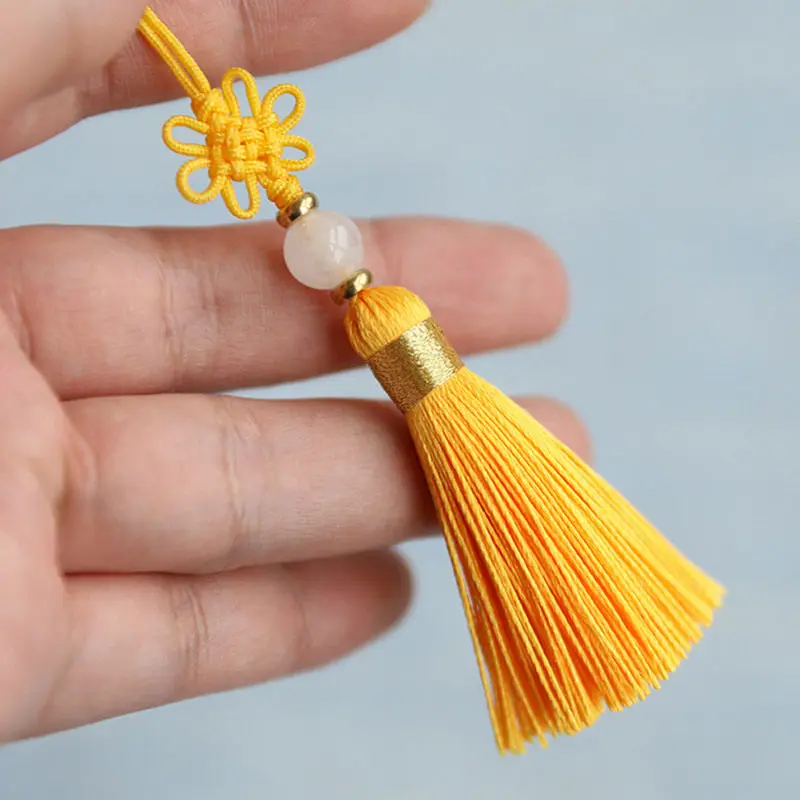 Doreenbeads Hot Sale Polyester Key Tassel Handmade Tassel Fringe With Bead For Cellphone Comb Bookmarks DIY Decoration 5cm,1pc