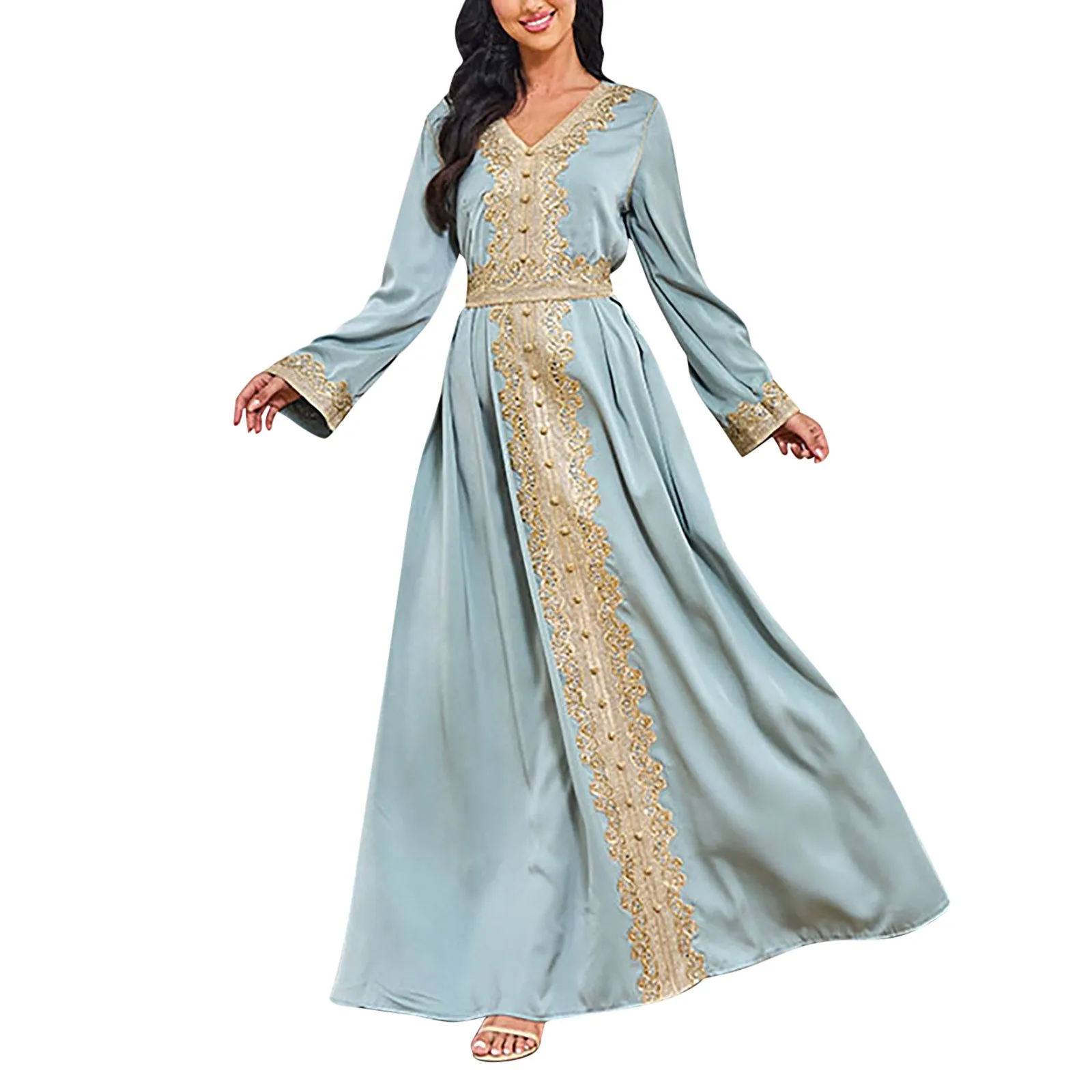 Kaftan Dresses Luxurious Beads Women Dubai Embroidery Elegant Long Sleeve Muslim Abaya Islam Turkey Jellaba Moroccan Long Dress