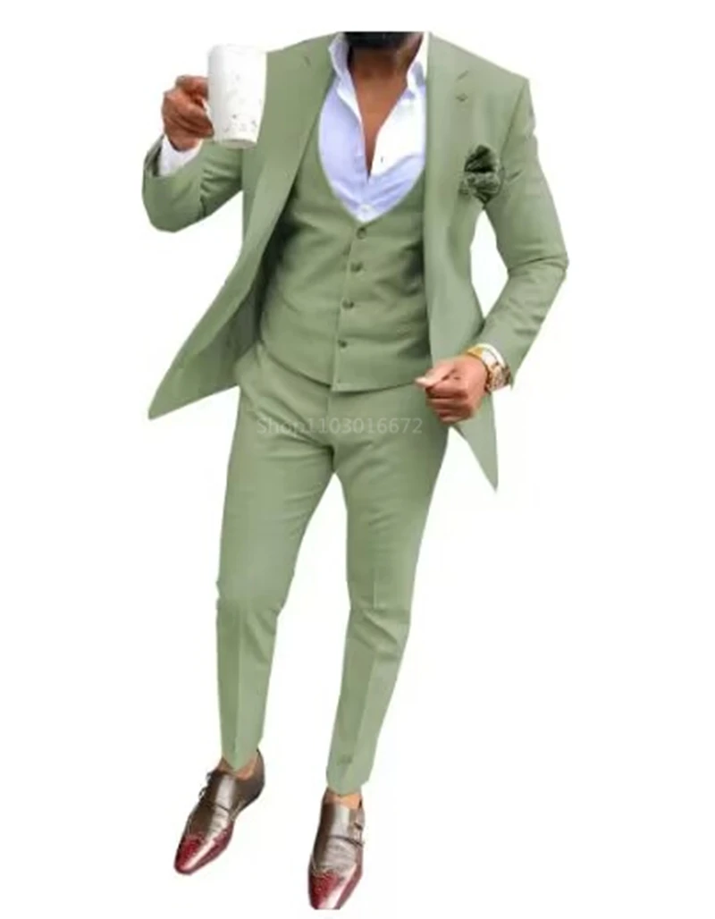 Costumes élégants et solides pour hommes, Smart, décontracté, simple boutonnage, Slim Fit, Blazer, gilet, pantalon, haute qualité, 3 pièces, Costume pour fête