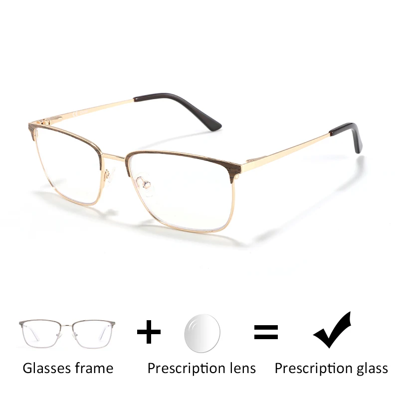 ZENOTTIC Men Prescription Glasses Half Frame Square Blue Light Myopia Progressive Eyeglasses Male Business Style Optical Eyewear