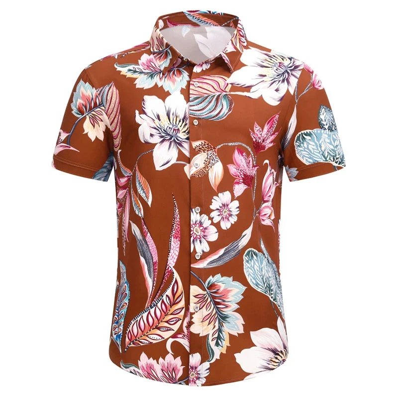 Hawaiian Shirts For Men 3d Grass Print Street Designer Short Sleeved Oversized Shirt High-Quality Men's Clothing Beach Party Top