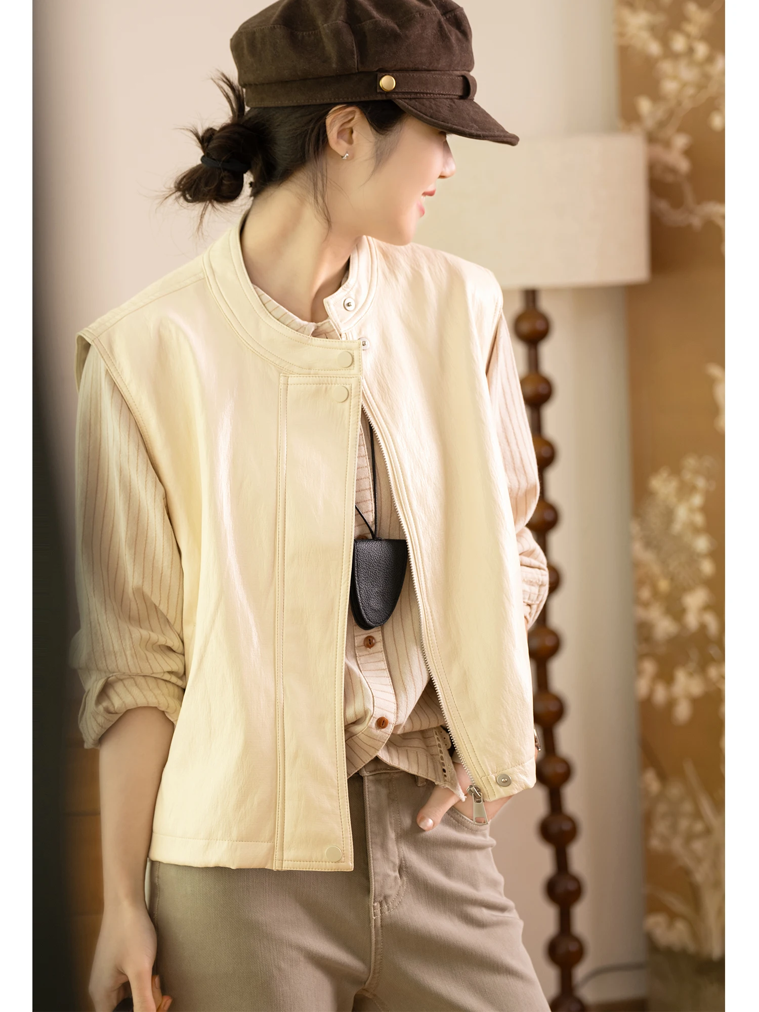 

Повседневный жилет из протеиновой кожи для женщин, свободного кроя, с регулируемым подолом, от Little Ear Production