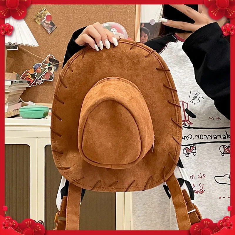 Disney Toy Story Woody Cowboy Hat Backpacks Cartoon Peripheral Storage Bag Fashion Crossbody Bag Large Capacity Chest Bags Gifts