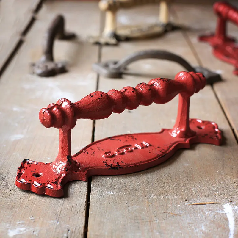 Vintage White Antique Red Barn Door Handles American style Countryside Pulls Iron Sliding Barn Door hardware