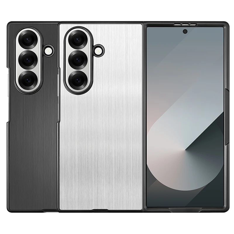 

Anti-Scratch Stainless Steel Case For Samsung Galaxy Z Fold 7 3 4 5 6 Matte Black Silver Electroplate Brushed Phone Grip Cover