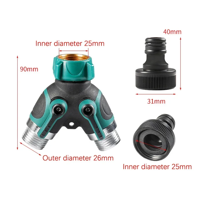 1PC EU Garden Faucet Y-Shaped Watering Connector 3/4 Inch Bidirectional Garden Hose Distributor Y-Shaped Two-Way Splitter