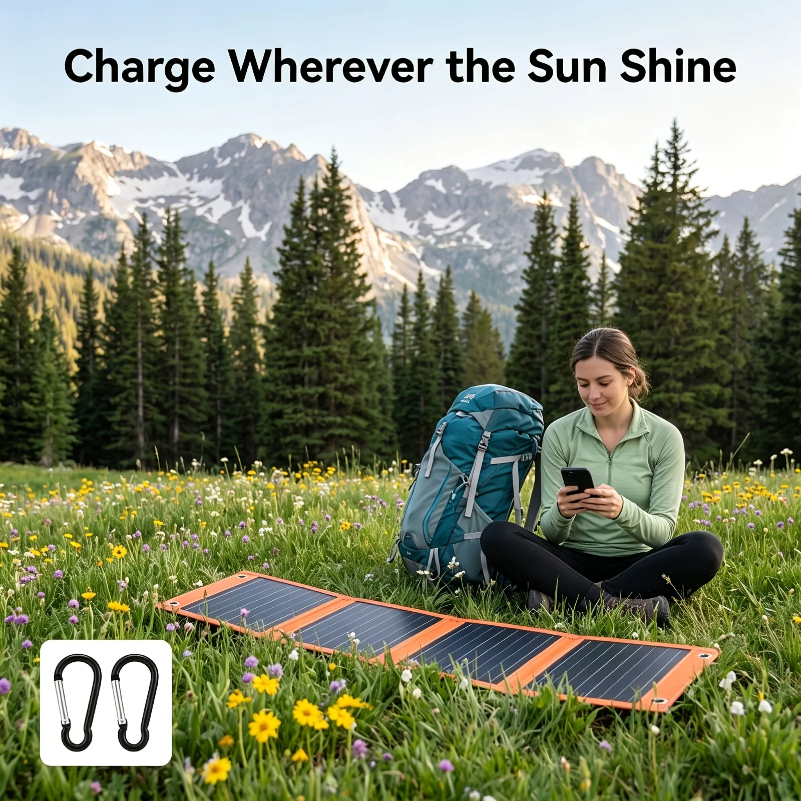 36W portable style solar charging panel, using 5V intelligent voltage regulation output, dynamic and lightweight