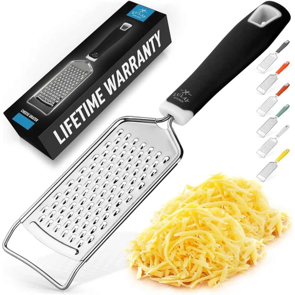 

Professional Cheese Grater Stainless Steel - Durable Rust-Proof Metal Lemon Zester Grater With Handle - Flat Handh