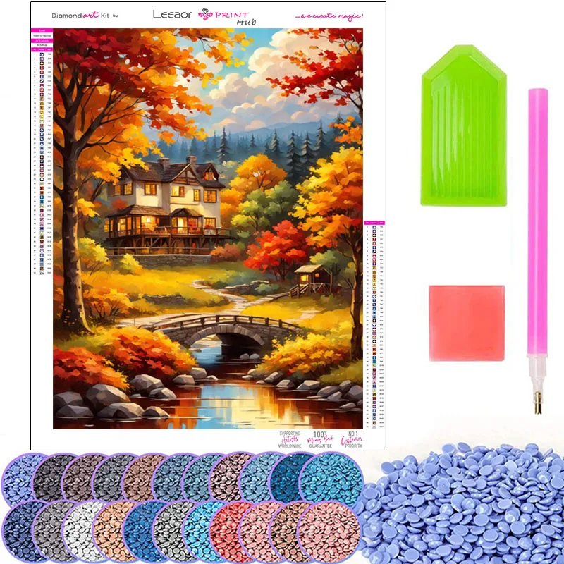 Autumn Landscape Diamond Painting Mosaic Full Drill Square/Round Diamond Embroidery Cross Stitch Set Home Wall Decoration Art