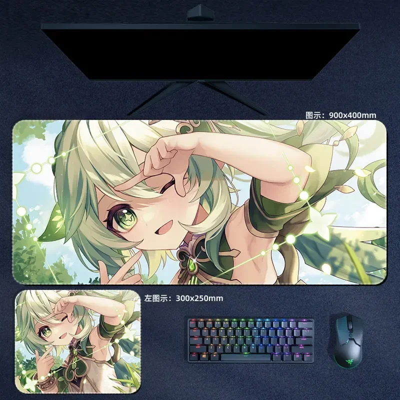 Borracha Natural Bi-Dimensional Gaming Mousepad, Anime Gaming Acessórios, Kawaii Loli, Computer Gamer Mat, 900x400mm