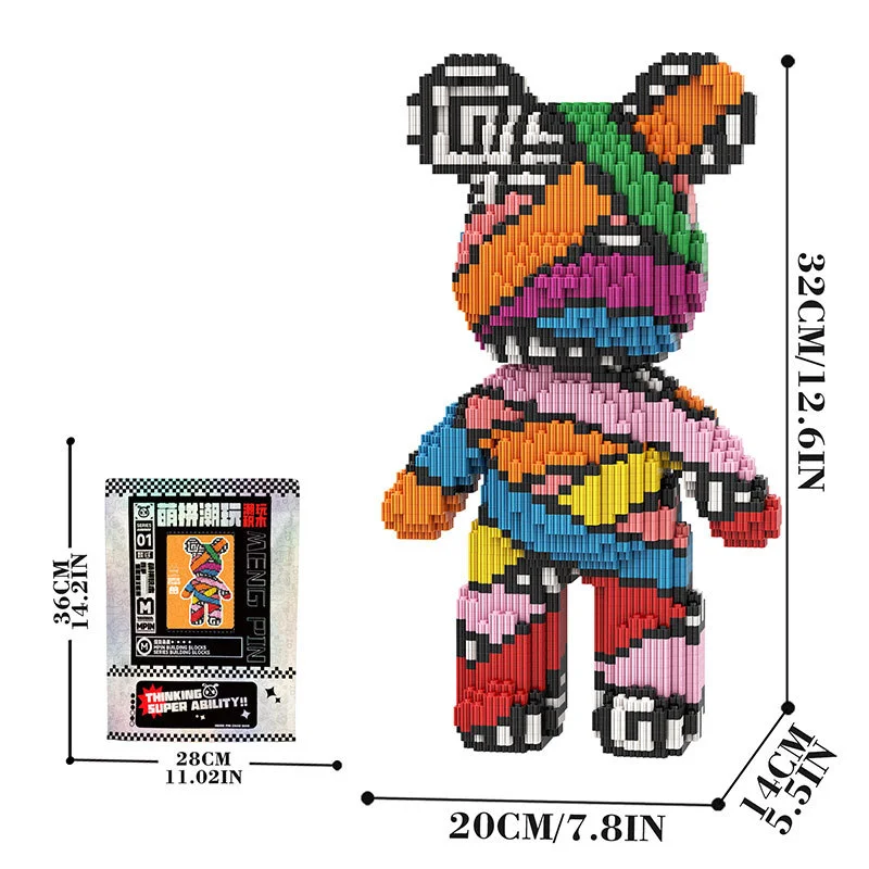 Creative Trendy 3D kawaii Bear Building Block Stress Relieving Puzzle Brick Toys For Children Adult Kids Home Ornament - view 5