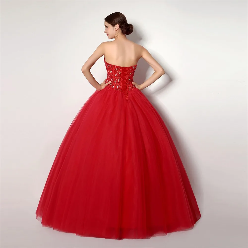 Angelsbrief vermelho querida quinceanera vestido de cristal luxo miçangas tule plus size aniversário 15th ano vestido princesa espartilho