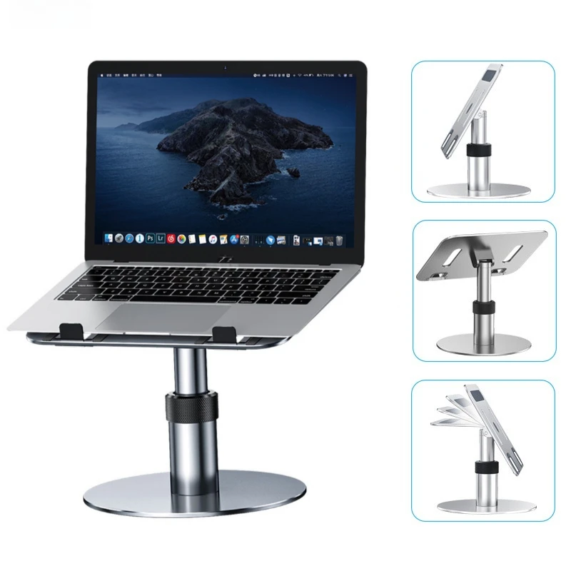 Oatsbasf Metal Notebook Laptop Holder Portable Laptop Table Stand 360°Rotation Height Adjustable Desk Reading Holder for 12-17