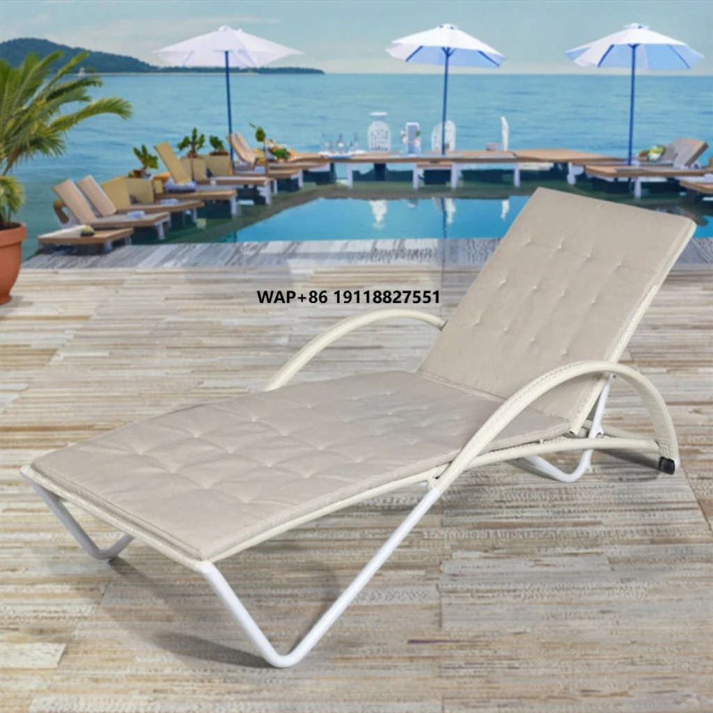 

Modern Metal Portable Outdoor Villa Swimming Pool Leisure Beach Chair Waterproof Sunscreen Courtyard Lounger Cushion for Hotel