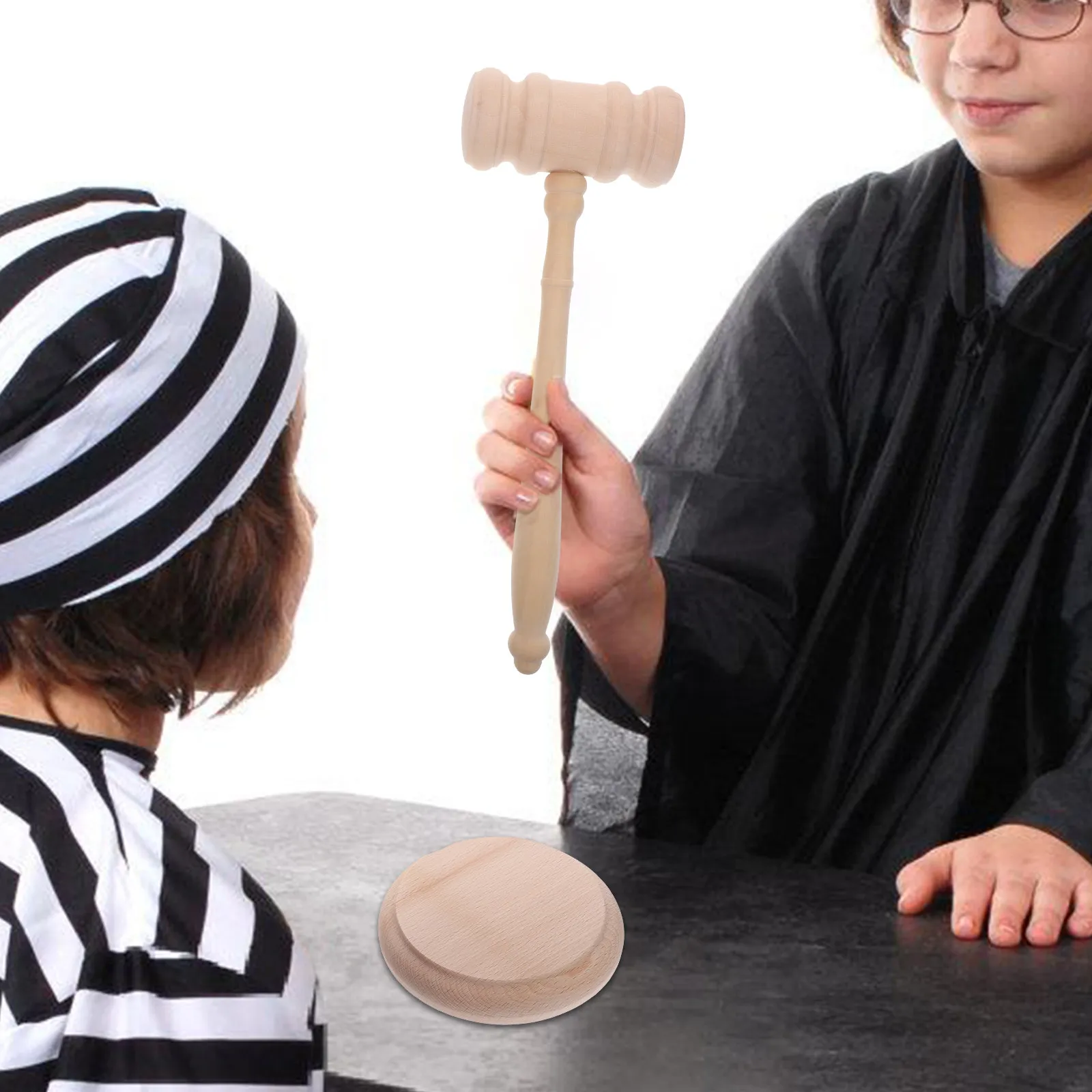 1Set Portable Judge Gavel Set For Desk Decoration For Lawyers For Teachers Sturdy Wood Compact Auction Hammer