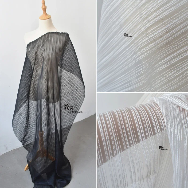 Mesh Lines Organza Fabric Wedding Dress 3D Texture Apparel Renovation Design Hanfu Skirt Fashion Cloth DIY Sewing Wholesale