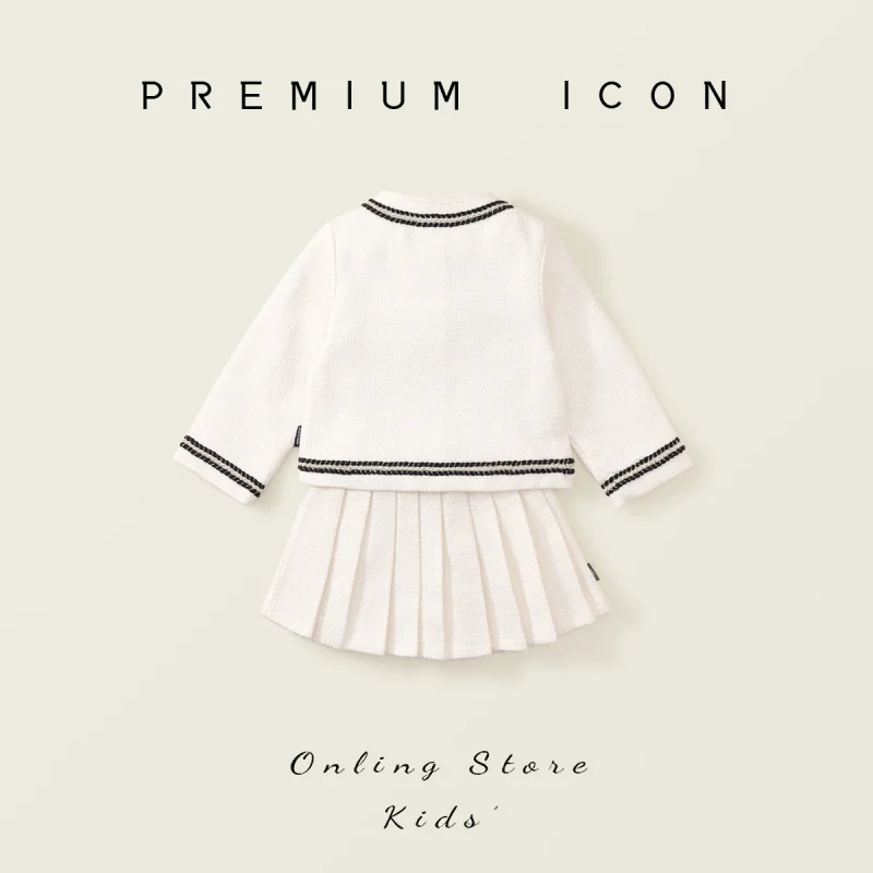 

Girls Suit2025Autumn New Baby Elegant Long Sleeve Top and Pleated Skirt Two-Piece Set Wholesale2