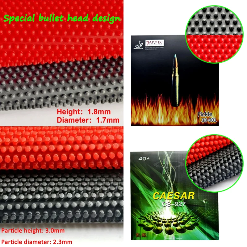 

CAESAR FICKLE Weird & Sinking Table Tennis Rubber Bullet-head Pip Anti-Spin Ping Pong Rubber OX Long Pips Table Tennis Rubber