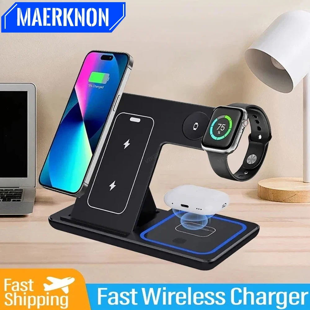 

30W Magnetic Wireless Charger Stand For iPhone 16 15 14 13 Pro Max Apple Watch 9 8 7 Foldable 3 in 1 Fast Charging Dock Station