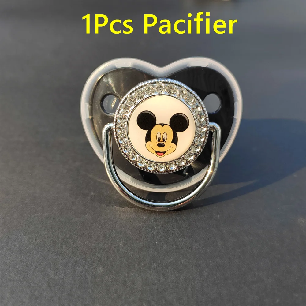 Disney sells shiny black silver Shelf Baby pacifier Cartoon animal silicone pacifier for 0-36 months baby nipple shower gift