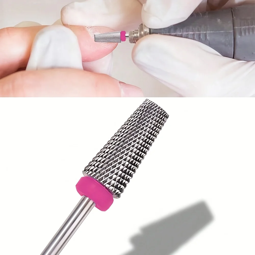 1Pcs Stainless Steel Cross Cut Tapered Nail Drill Bit 3/32in Two-Way Electric Nail File Gel Polish Removal Tool
