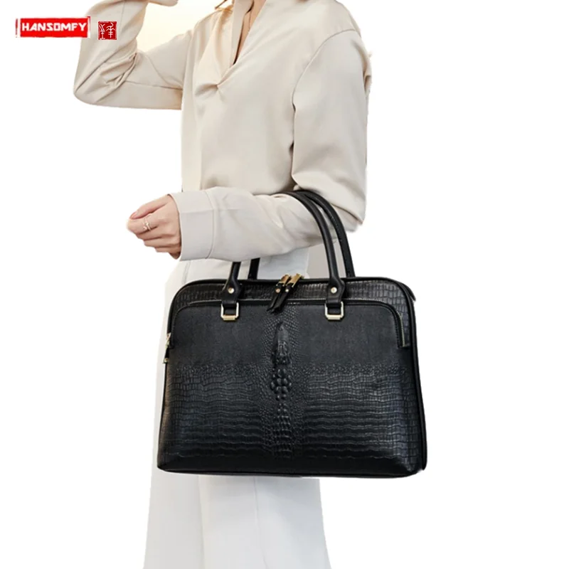 

New Women Handbag 13.3/14 Inch Laptop Bag Female Professional Ladies Briefcase Business A4 File Package Shoulder Crossbody Bags