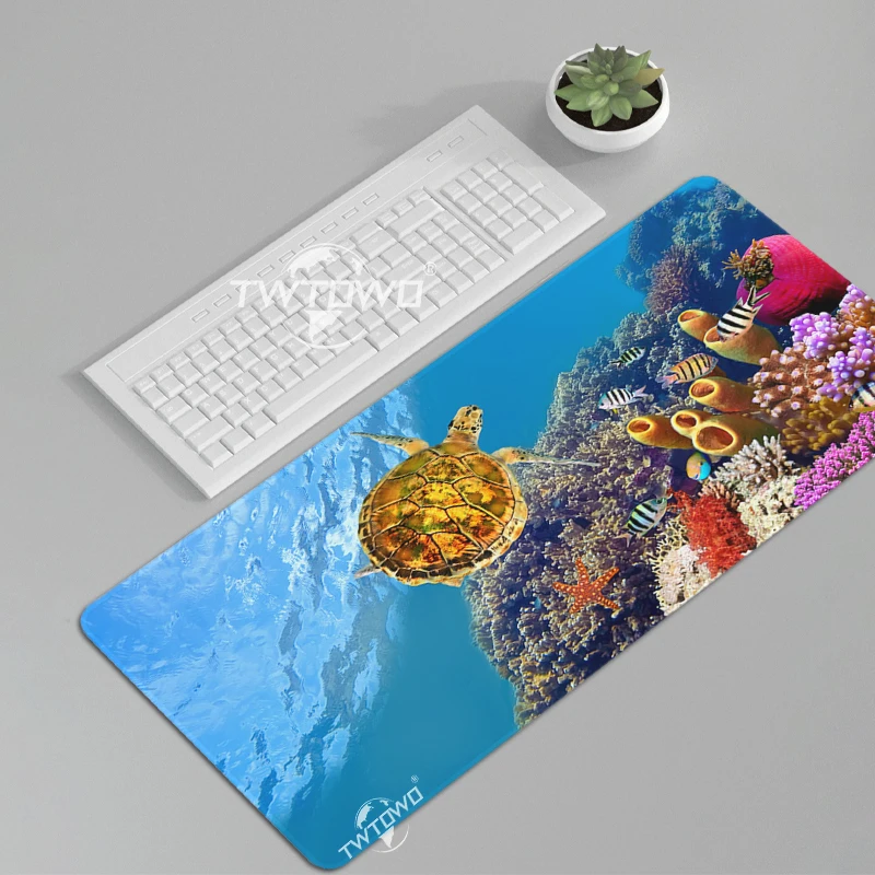 Blue Coral Reef Ocean Mouse Pad Gamer XL Home Mousepad XXL Mechanical Keyboard Pad MousePads Natural Rubber Carpet PC Mice Pad