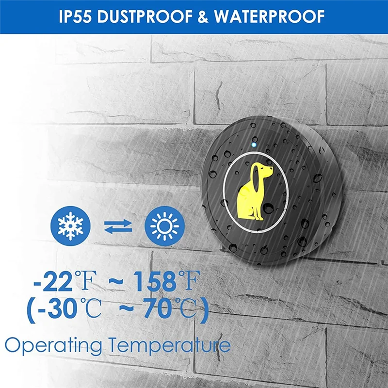 HFES Timbre para puerta para perros, orinal de entrenamiento resistente al agua, timbre de puerta inalámbrico táctil súper ligero para perros, 55 melodías, 5 niveles de volumen, enchufe estadounidense