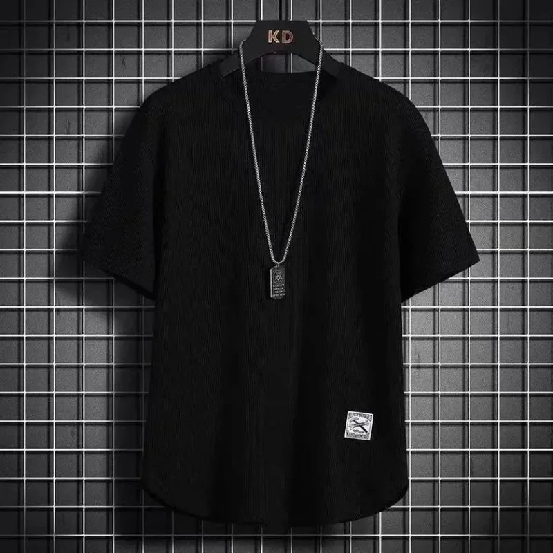 Luxury Brand Men Short-sleeved T-shirt Black Men Clothing Trend O-Neck Tops Tees Sportswear Fitness