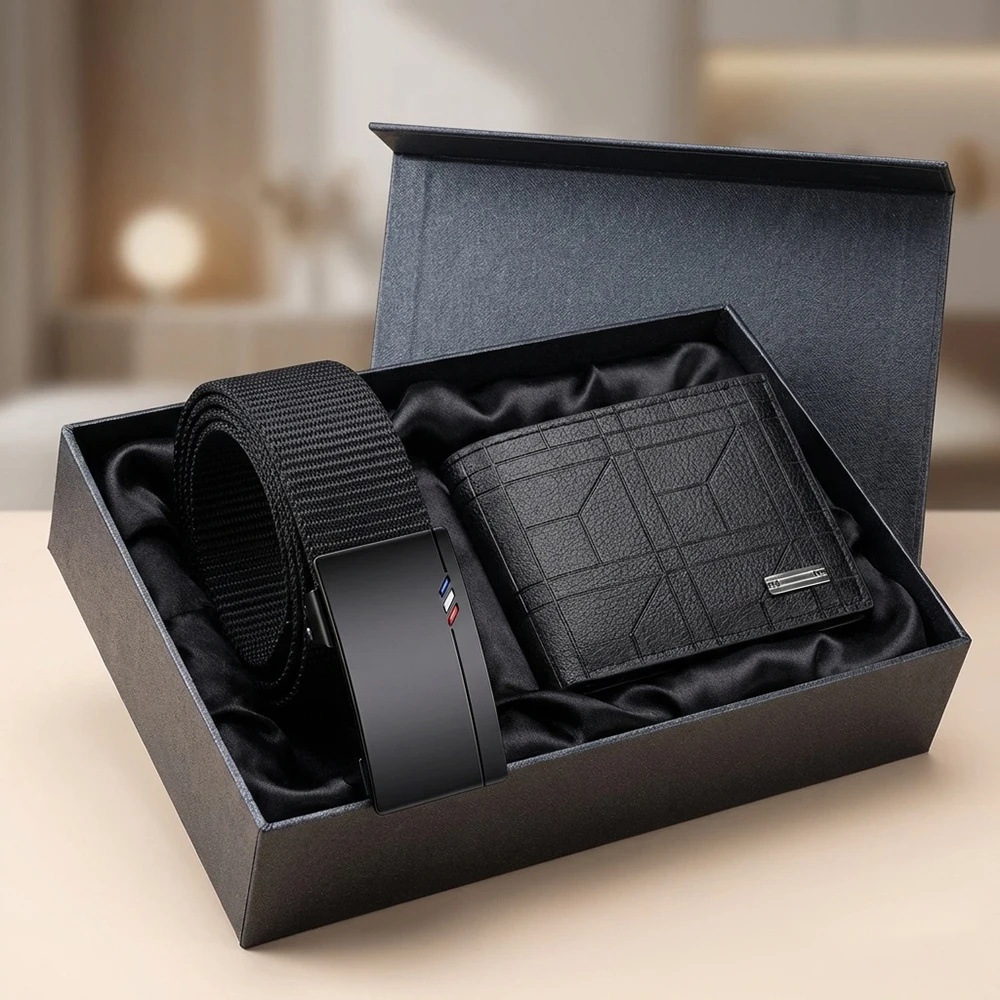 2pcs Fashion High Quality Men's Belt Wallet Set Simple and Versatile Men's Casual Belt Ideal Gift For Father and Boyfriend