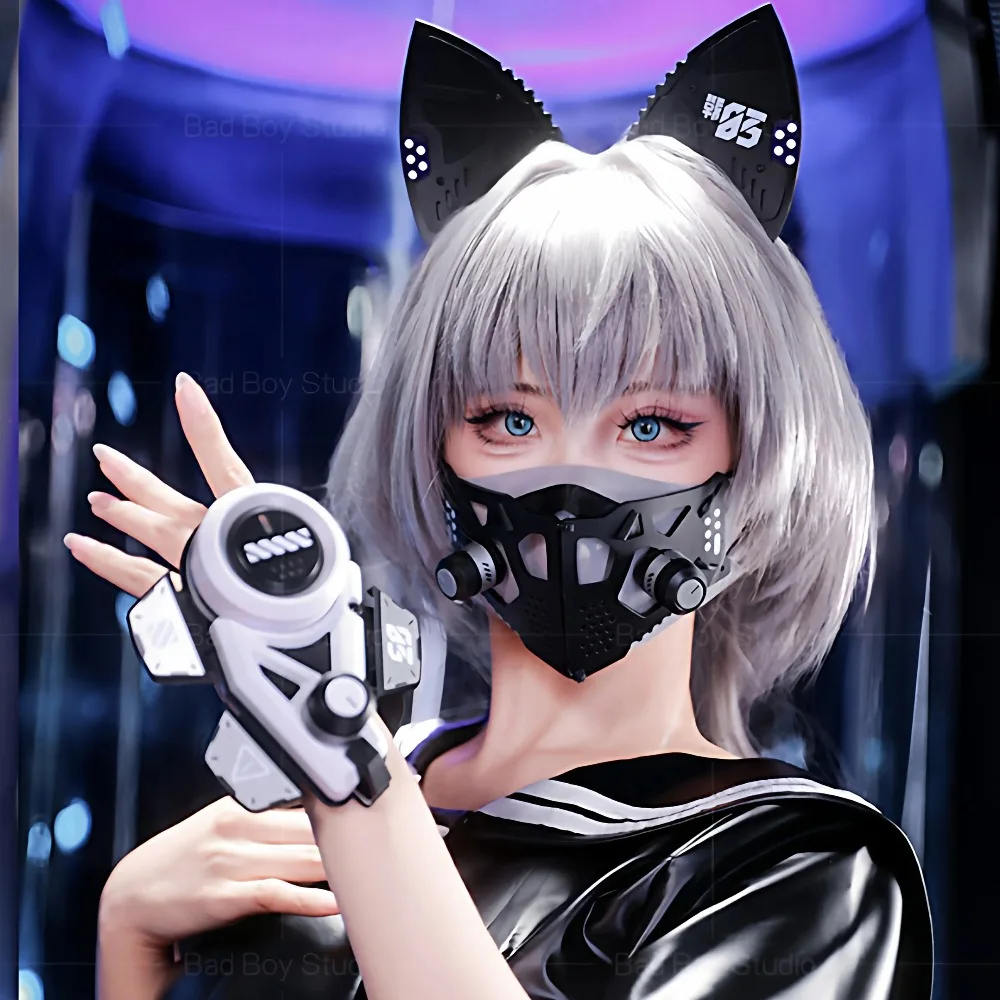 

Functional Sci-fi Mechanical Mask Man Woman Tactical Punk Face Mask Halloween Music Festival Carnival Cosplay Props Accessories