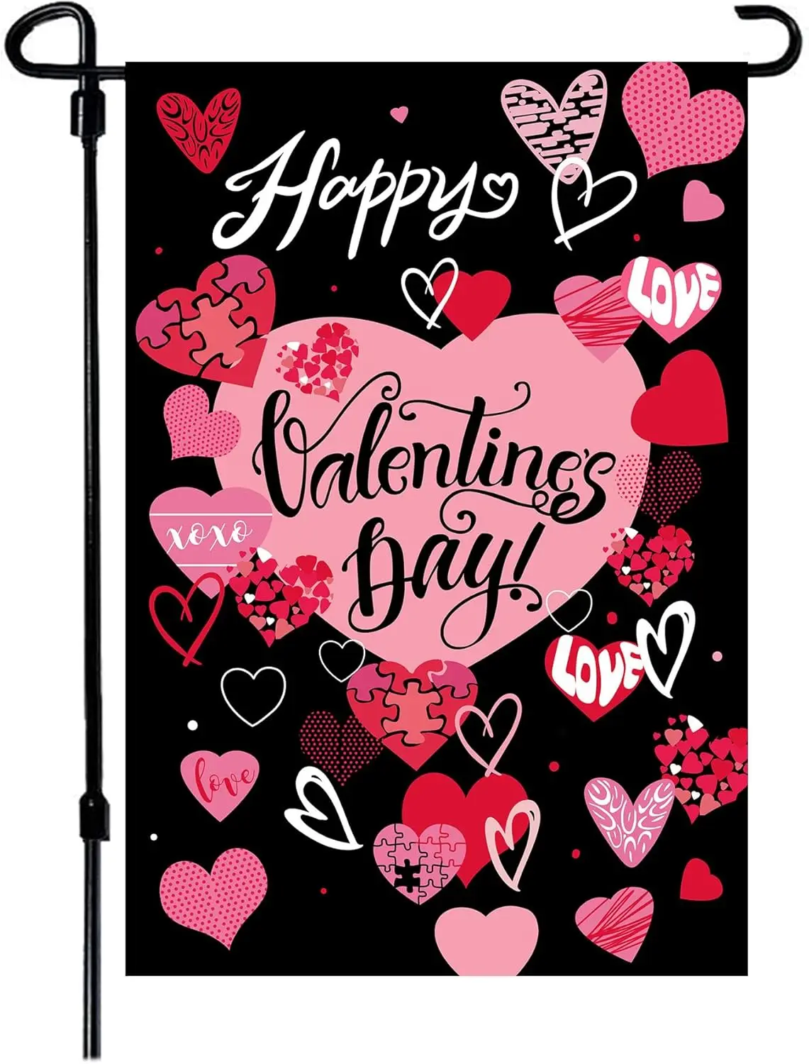 Valentine's Day Flag,12 x 18 Inch Valentine's Heart Garden Flag Double Sided Printing 2 Layer Burlap Valentine Flags for