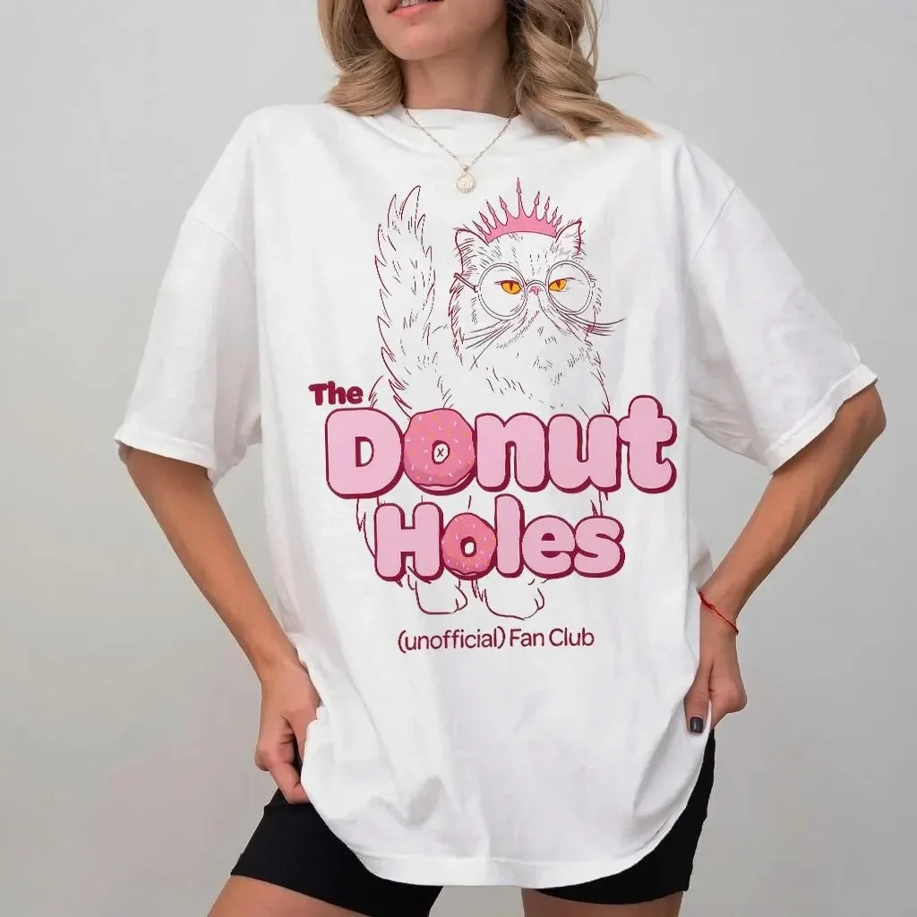 Dungeon Crawler Carl The Donut Holes Fan Club T-Shirt, süßer Kronenkatzendruck, Oversized, Unisex, LitRPG-Buch-Fan, lässige Oberteile – Detail 3